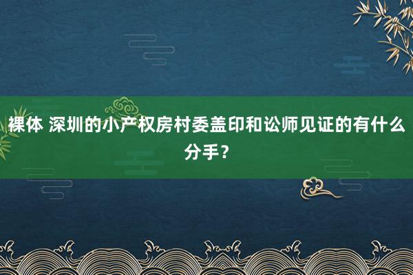 裸体 深圳的小产权房村委盖印和讼师见证的有什么分手？