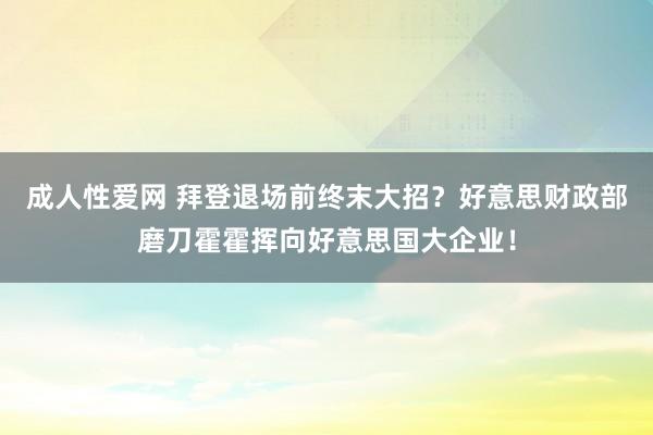 成人性爱网 拜登退场前终末大招？好意思财政部磨刀霍霍挥向好意思国大企业！