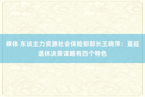 裸体 东谈主力资源社会保险部部长王晓萍：蔓延退休决策谋略有四个特色