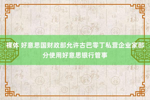 裸体 好意思国财政部允许古巴零丁私营企业家部分使用好意思银行管事