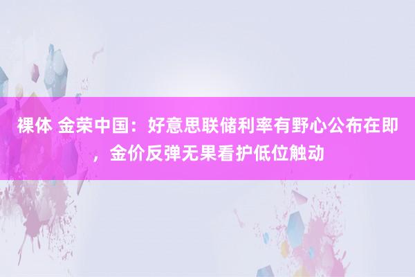 裸体 金荣中国：好意思联储利率有野心公布在即，金价反弹无果看护低位触动