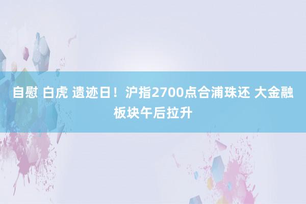 自慰 白虎 遗迹日！沪指2700点合浦珠还 大金融板块午后拉升