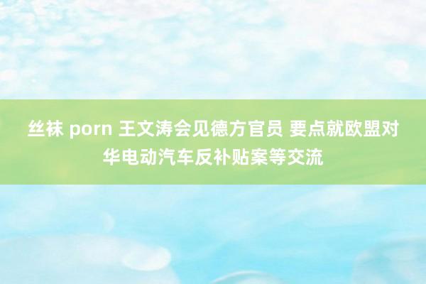 丝袜 porn 王文涛会见德方官员 要点就欧盟对华电动汽车反补贴案等交流