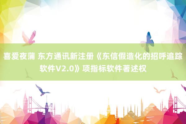 喜爱夜蒲 东方通讯新注册《东信假造化的招呼追踪软件V2.0》项指标软件著述权