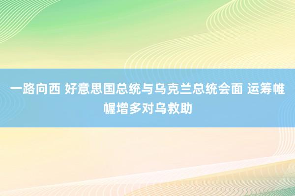 一路向西 好意思国总统与乌克兰总统会面 运筹帷幄增多对乌救助