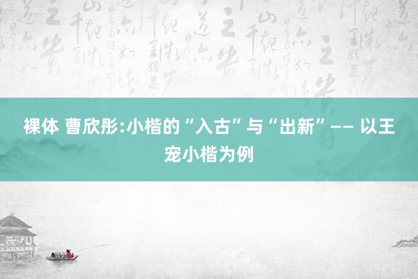 裸体 曹欣彤:小楷的“入古”与“出新”—— 以王宠小楷为例