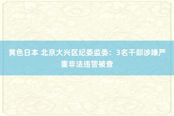 黄色日本 北京大兴区纪委监委：3名干部涉嫌严重非法违警被查