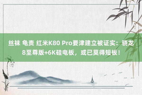 丝袜 龟责 红米K80 Pro要津建立被证实：骁龙8至尊版+6K硅电板，或已莫得短板！