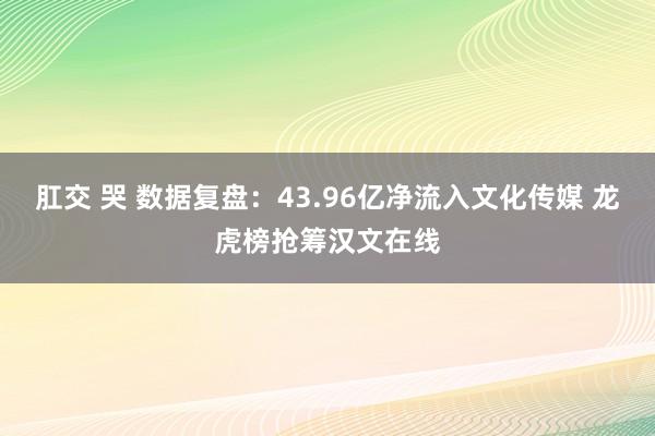 肛交 哭 数据复盘：43.96亿净流入文化传媒 龙虎榜抢筹汉文在线