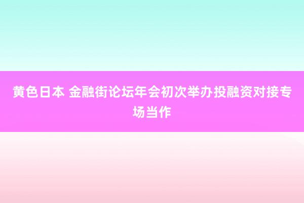 黄色日本 金融街论坛年会初次举办投融资对接专场当作