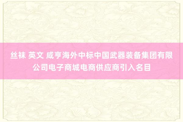 丝袜 英文 咸亨海外中标中国武器装备集团有限公司电子商城电商供应商引入名目