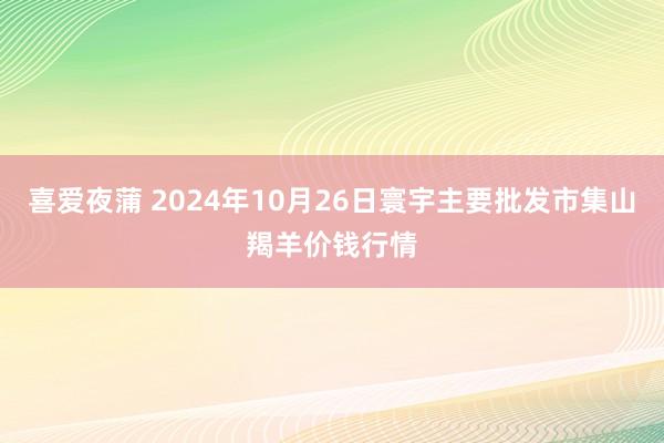 喜爱夜蒲 2024年10月26日寰宇主要批发市集山羯羊价钱行情