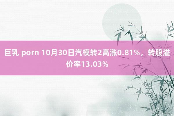 巨乳 porn 10月30日汽模转2高涨0.81%，转股溢价率13.03%