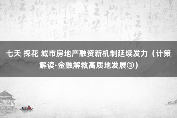 七天 探花 城市房地产融资新机制延续发力（计策解读·金融解救高质地发展③）