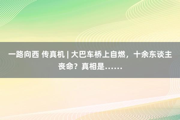 一路向西 传真机 | 大巴车桥上自燃，十余东谈主丧命？真相是……