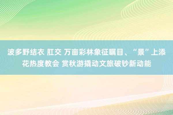 波多野结衣 肛交 万亩彩林象征瞩目、“景”上添花热度教会 赏秋游撬动文旅破钞新动能