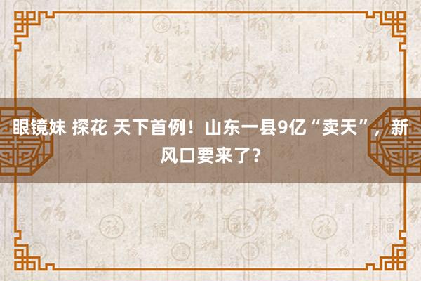 眼镜妹 探花 天下首例！山东一县9亿“卖天”，新风口要来了？