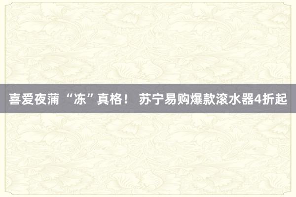 喜爱夜蒲 “冻”真格！ 苏宁易购爆款滚水器4折起