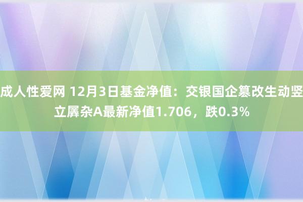 成人性爱网 12月3日基金净值：交银国企篡改生动竖立羼杂A最新净值1.706，跌0.3%