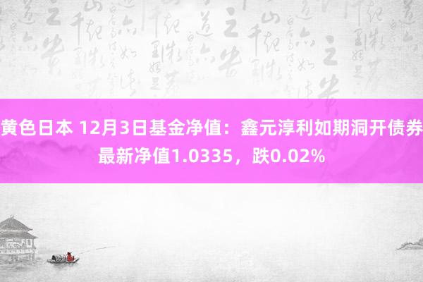 黄色日本 12月3日基金净值：鑫元淳利如期洞开债券最新净值1.0335，跌0.02%