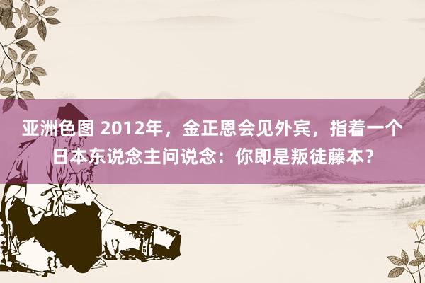 亚洲色图 2012年，金正恩会见外宾，指着一个日本东说念主问说念：你即是叛徒藤本？