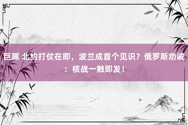 巨屌 北约打仗在即，波兰成首个见识？俄罗斯劝诫：核战一触即发！