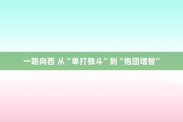 一路向西 从“单打独斗”到“抱团增智”