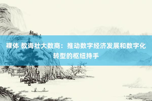 裸体 教诲壮大数商：推动数字经济发展和数字化转型的枢纽持手