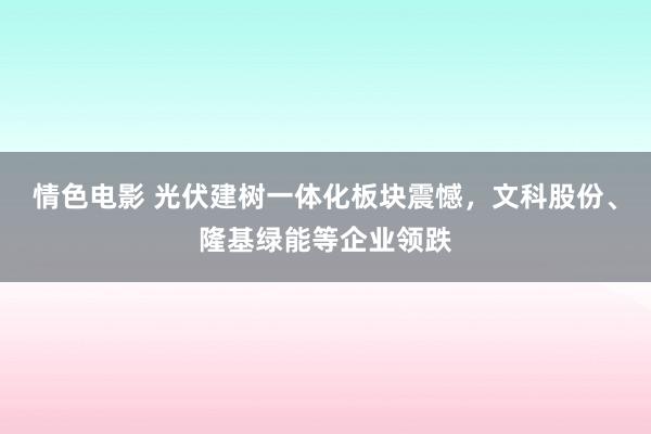 情色电影 光伏建树一体化板块震憾，文科股份、隆基绿能等企业领跌