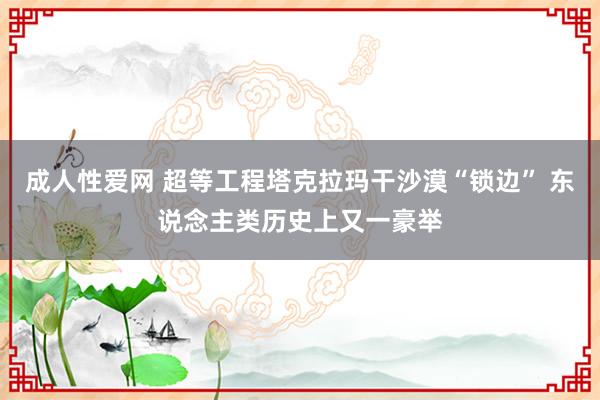 成人性爱网 超等工程塔克拉玛干沙漠“锁边” 东说念主类历史上又一豪举