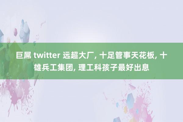 巨屌 twitter 远超大厂， 十足管事天花板， 十雄兵工集团， 理工科孩子最好出息