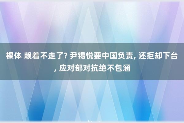 裸体 赖着不走了? 尹锡悦要中国负责， 还拒却下台， 应对部对抗绝不包涵