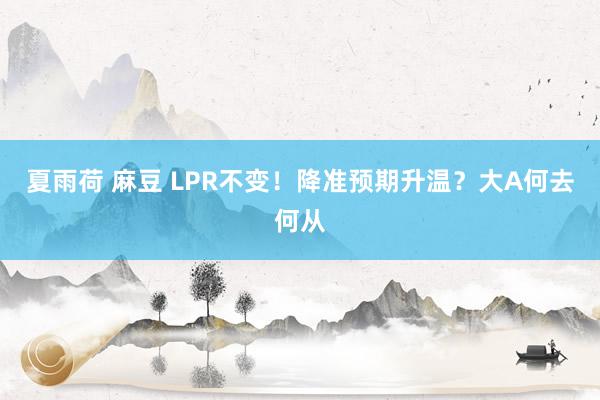 夏雨荷 麻豆 LPR不变！降准预期升温？大A何去何从