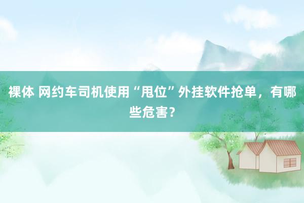 裸体 网约车司机使用“甩位”外挂软件抢单，有哪些危害？