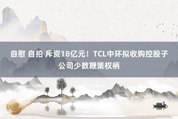 自慰 自拍 斥资18亿元！TCL中环拟收购控股子公司少数鞭策权柄