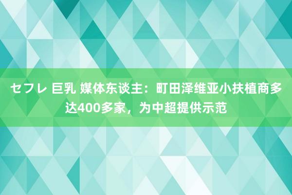 セフレ 巨乳 媒体东谈主：町田泽维亚小扶植商多达400多家，为中超提供示范