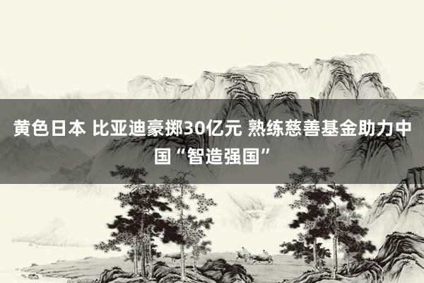 黄色日本 比亚迪豪掷30亿元 熟练慈善基金助力中国“智造强国”