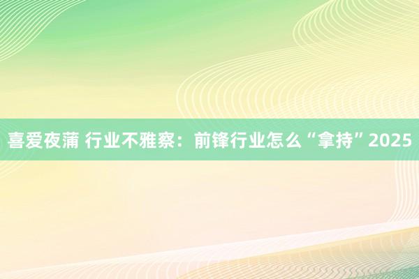 喜爱夜蒲 行业不雅察：前锋行业怎么“拿持”2025