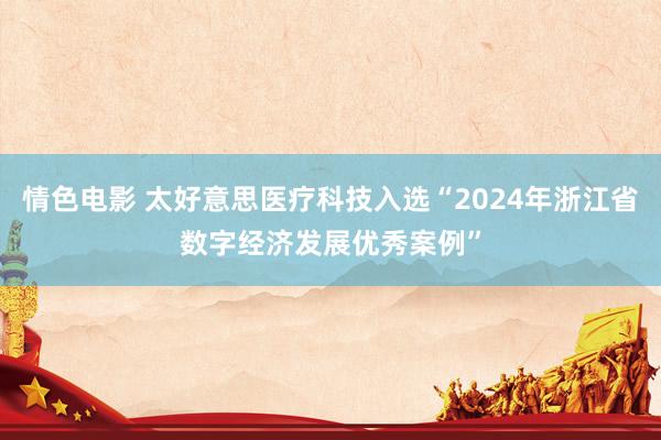 情色电影 太好意思医疗科技入选“2024年浙江省数字经济发展优秀案例”