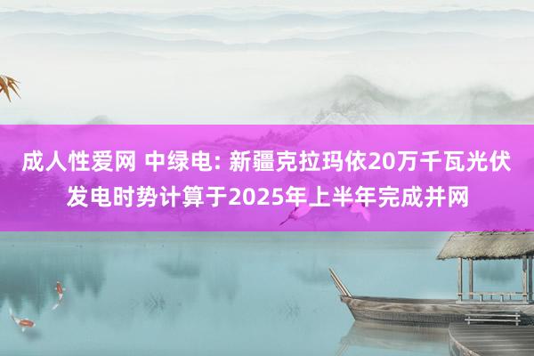 成人性爱网 中绿电: 新疆克拉玛依20万千瓦光伏发电时势计算于2025年上半年完成并网