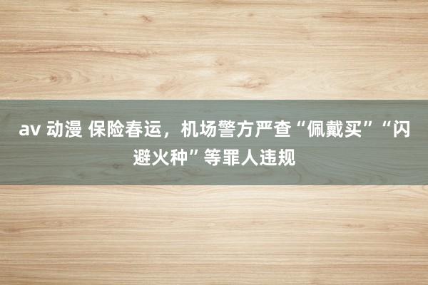 av 动漫 保险春运，机场警方严查“佩戴买”“闪避火种”等罪人违规